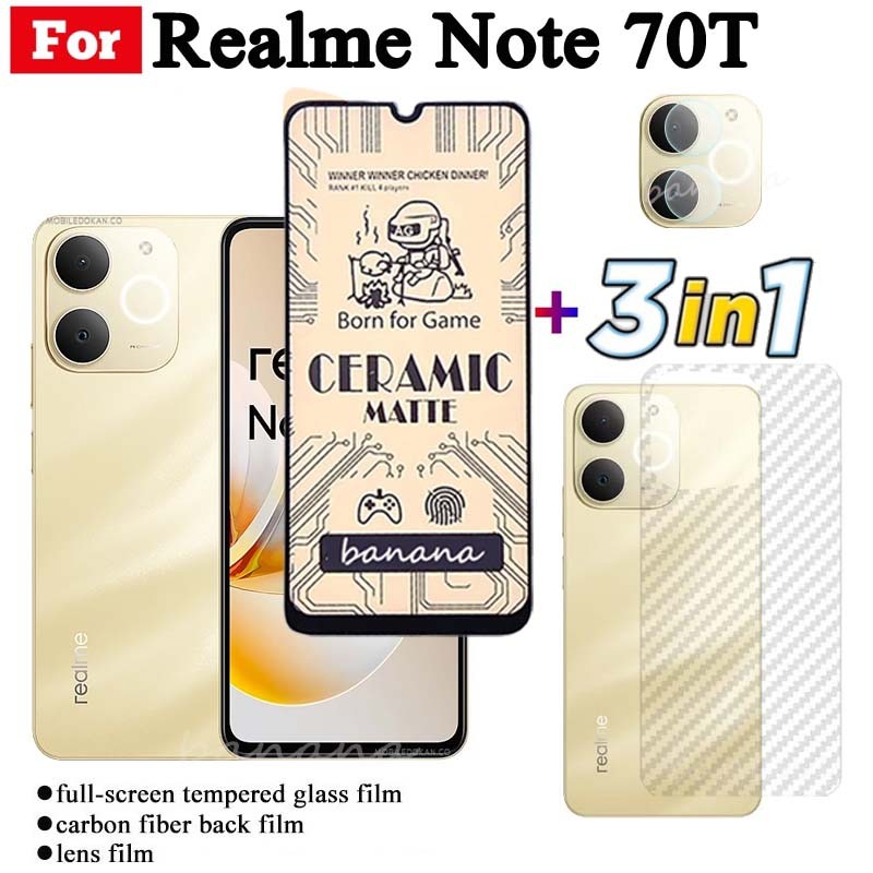 3 IN 1 Realme Note 70T Anti-Spy Privacy ฟิล์มเซรามิคสําหรับ Realme Note70T หมายเหตุ 70 หมายเหตุ 60 หมายเหตุ 50 เลนส์กล้องกระจกป้องกันหน้าจอและฟิล์มด้านหลัง
