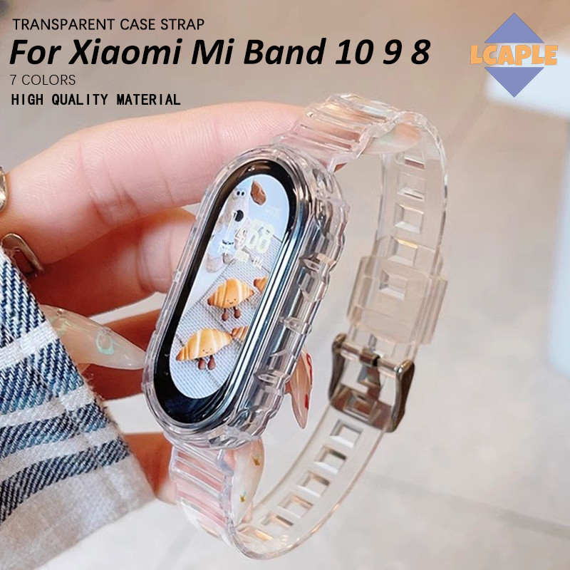 กรณี + สายรัดสำหรับ for Xiaomi Mi Band 10 9 8 NFC ครอบคลุมสายรัดโปร่งใส อุปกรณ์เสริมสายรัดสำหรับ for MiBand 10