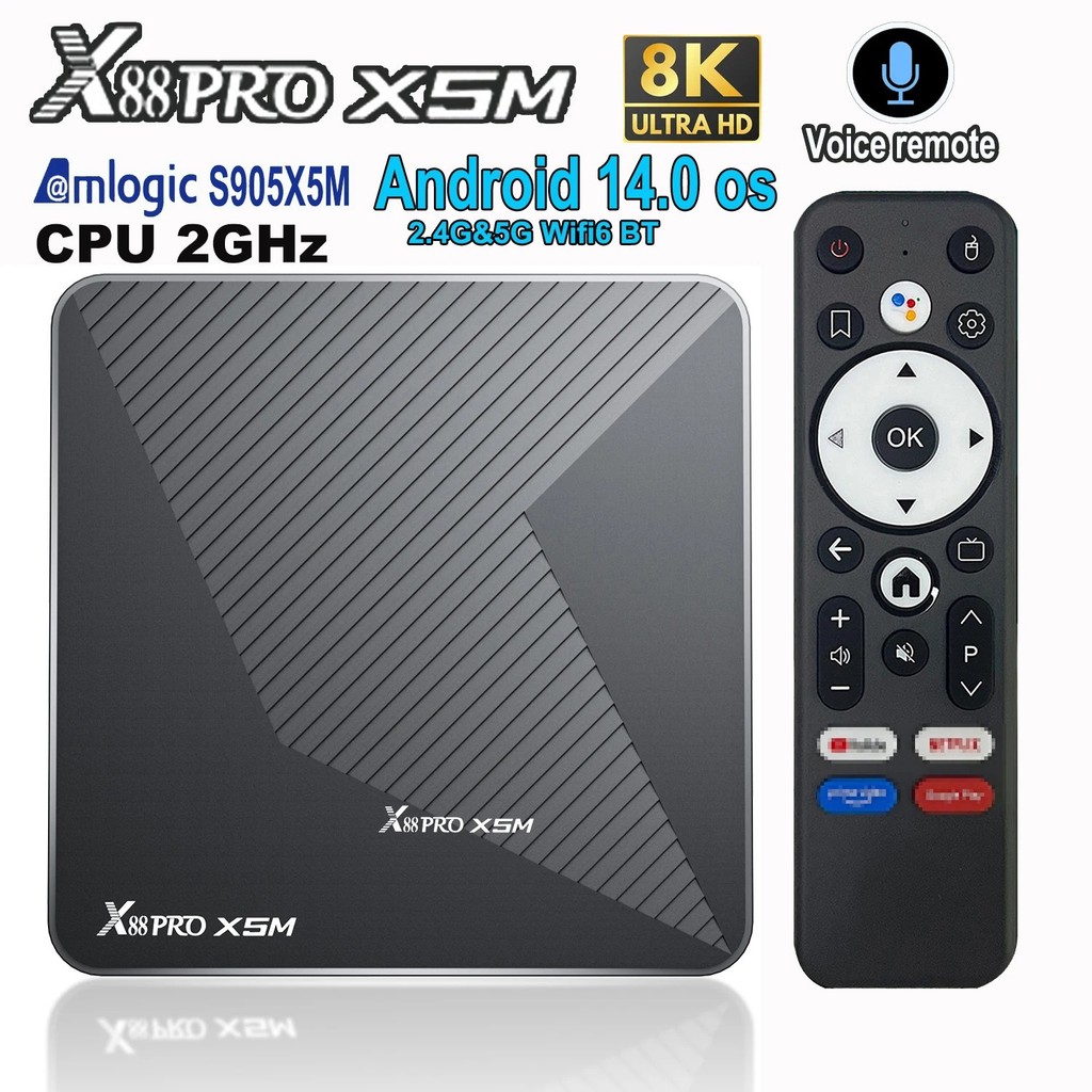 X88 PRO X5M Android 14 กล่องทีวี Amlogic 6 HD 8K กล่องทีวี