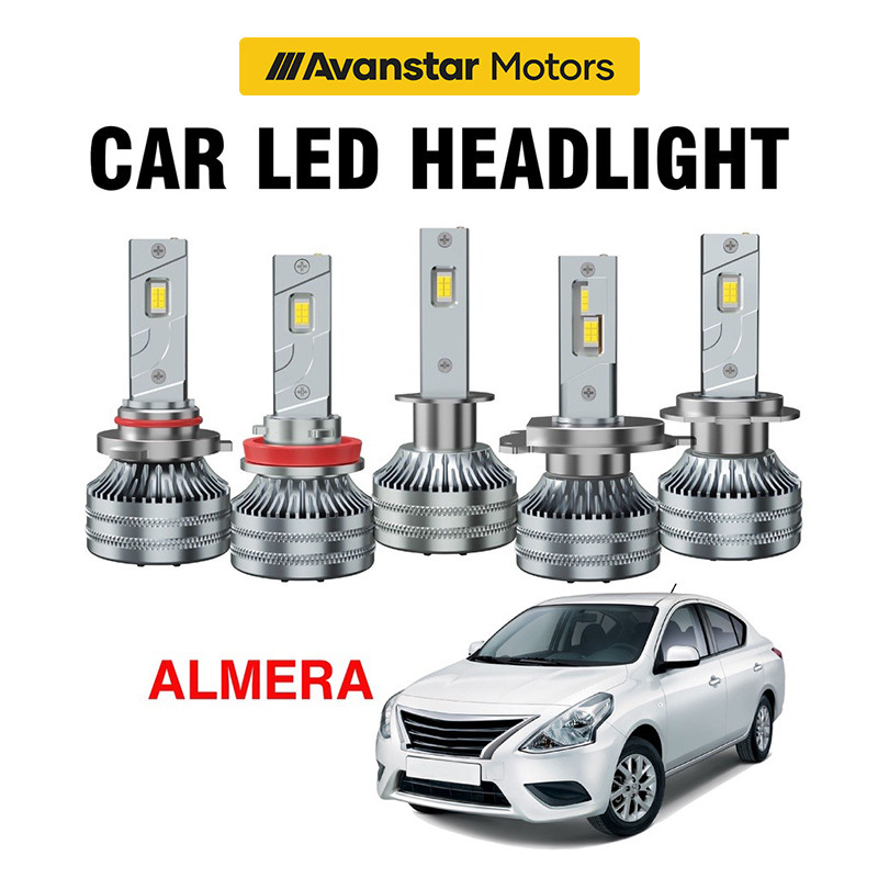 NISSANAlmera 2PCS LED ไฟหน้า Foglight 90W H4 H8/H11 4300K/6000K/8000K Hi/Lo Beam ไฟหน้าเปลี่ยน