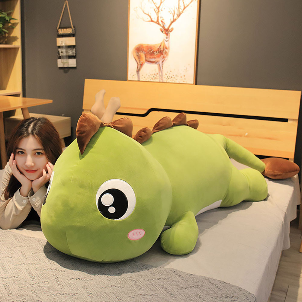 ตุ๊กตาไดโนเสาร์ตุ๊กตาตุ๊กตาของเล่นตุ๊กตาเตียงนอนยาวขาหมอนหยิกตุ๊กตาเศษผ้าที่จะให้ของขวัญวันเกิดสาวๆ