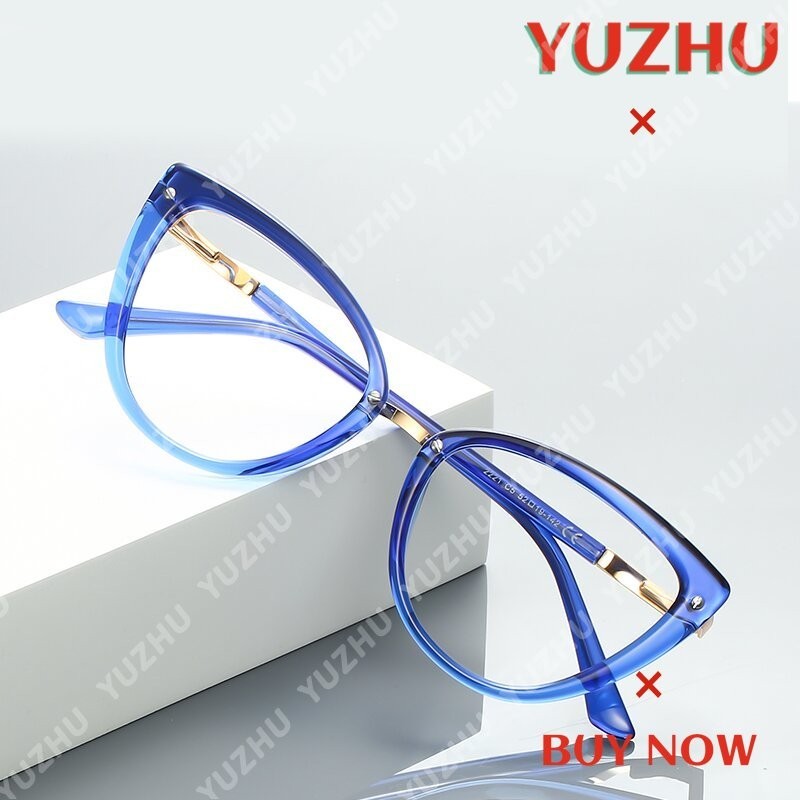 (YUZHU) Tr90 Cat Eye Anti Blue Light แว่นตาแฟชั่นตะวันตกฤดูใบไม้ผลิแว่นตาออปติคอลสําหรับผู้หญิง