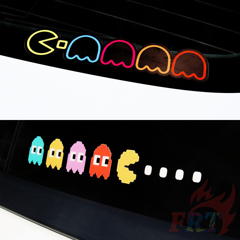 1 คู่ ❤ สติ๊กเกอร์ติดรถ Game Pac-Man ❤ แฟชั่นรถสติกเกอร์เส้นขยุกขยิกรถจักรยานยนต์สติกเกอร์ตกแต่งจักรยาน