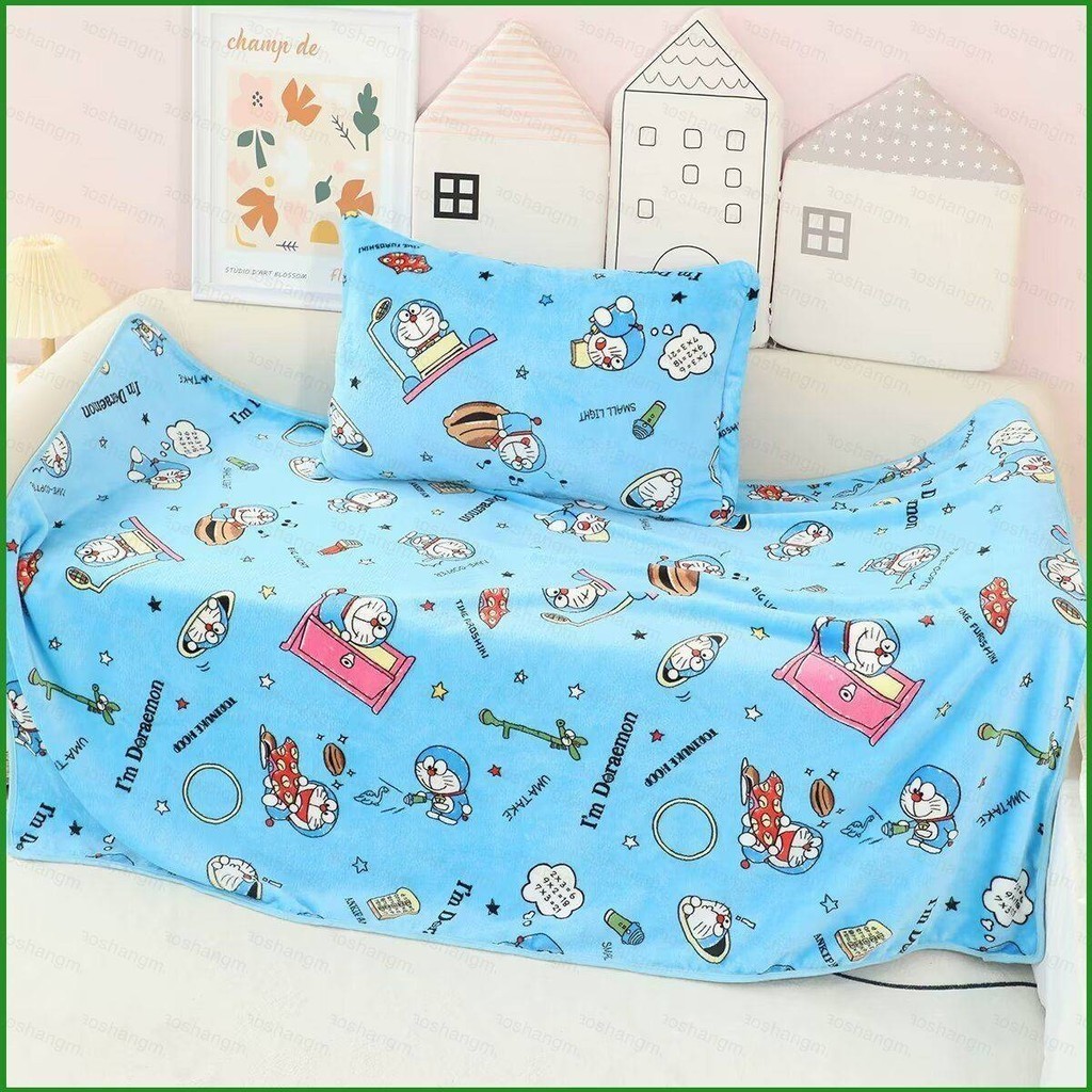 โดราเอมอนการ์ตูนปะการังกํามะหยี่ผ้าห่มบ้านโซฟาสํานักงาน งีบหลับ ผ้าห่มหนาเครื่องปรับอากาศผ้าห่มผ้าห่ม