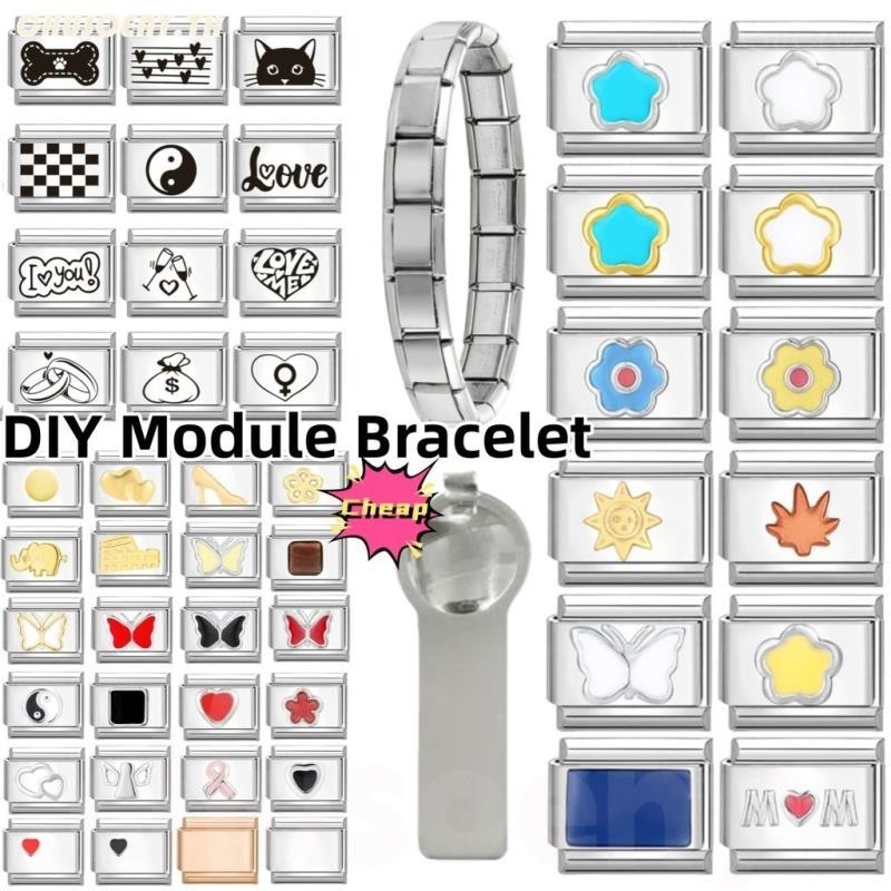 อิตาเลี่ยน Charm Links สําหรับสร้อยข้อมือ 2024 ใหม่แฟชั่นผีเสื้อ Cat Love Charm อิตาเลี่ยน Links Fit 9 มม.สร้อยข้อมือสแตนเลสเครื่องประดับ DIY ทํา