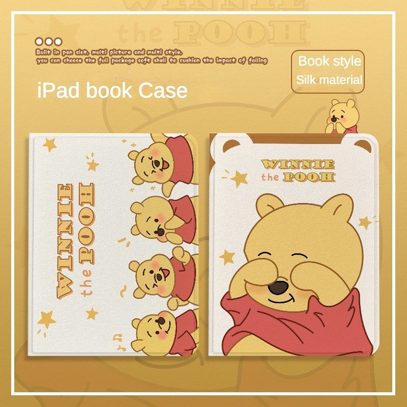 เคสป้องกัน iPad 10th Generation Air4 Air5 Air6 10.5 นิ้ว Facepalm Winnie the Pooh พร้อมช่องเสียบปากกา Gen7/8/9 วัสดุผ้าไหม Mini4 5 Flip Cover Anti Drop เคสแท็บเล็ต