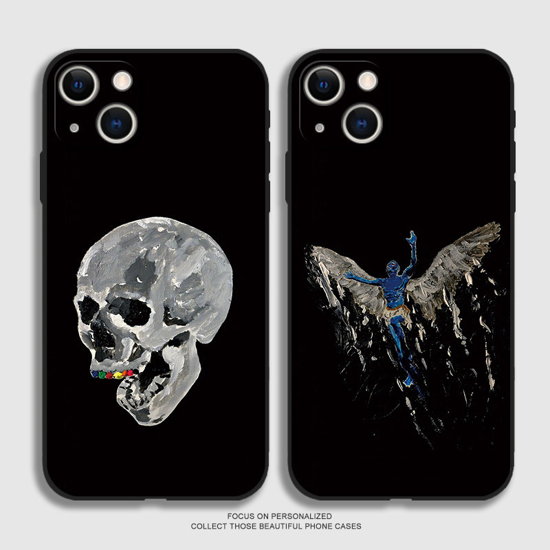 อินเทรนด์ส่วนบุคคลกะโหลกเคสโทรศัพท์สําหรับiphone 11 12 13 14 15 Pro Max 13 Mini 14pro 14PLUS X XS XR XSNAX 6 8 7 Plus Se2020 Coolสีดําเคสโทรศัพท์Soft TPUซิลิโคน