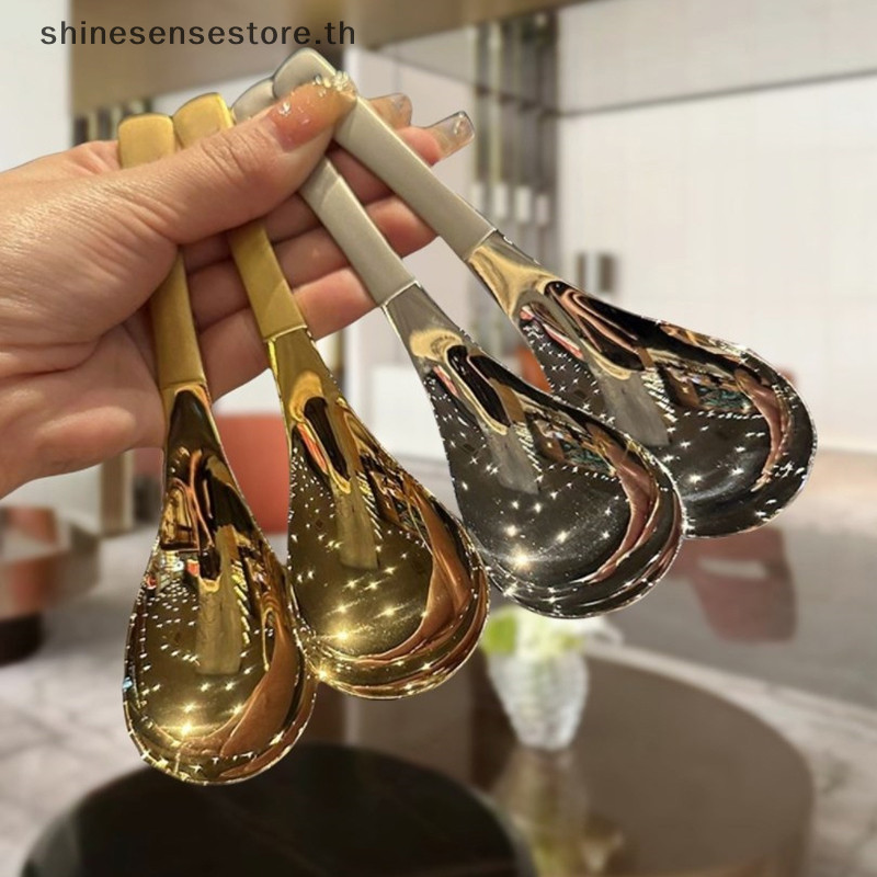 Shine Ins สแตนเลสเกาหลีช้อนซุป Home Kitchen Ladle ความจุทองเงินกระจก Polishing Flatware สําหรับกาแฟบนโต๊ะอาหาร TH