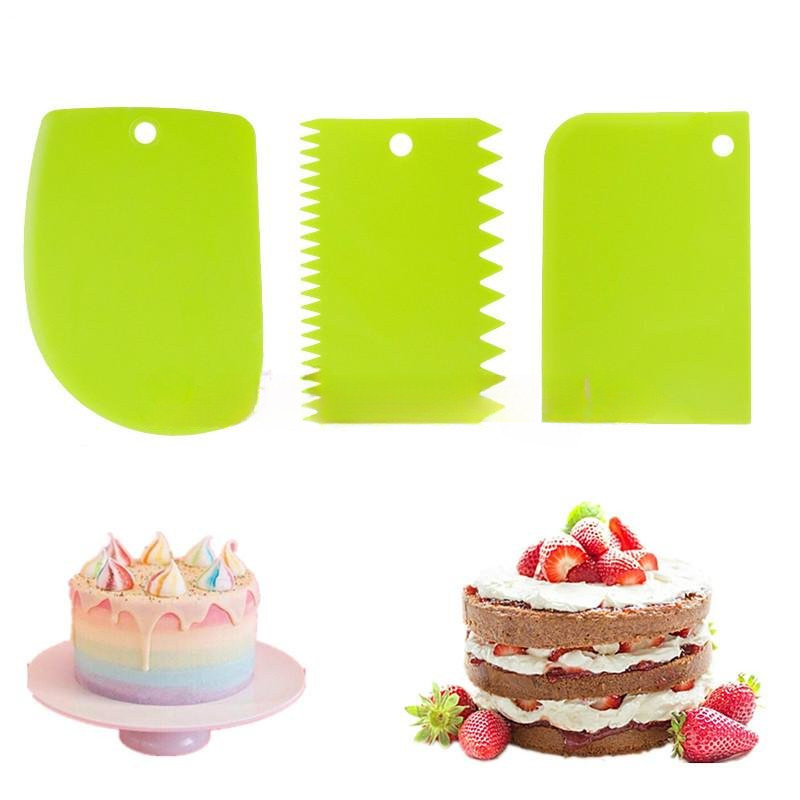 3 ชิ้น/เซ็ตเค้ก Smoother Scraper Dough Scraper ชุดเครื่องมือ,เค้ก Icing Scraper Smoother,Reusable ขนมปังครีมพิซซ่าเครื่องตัด,ยืดหยุ่นพลาสติก Pastry Cutter,สําหรับเบเกอรี่เค้กขอบ Stripe Deco