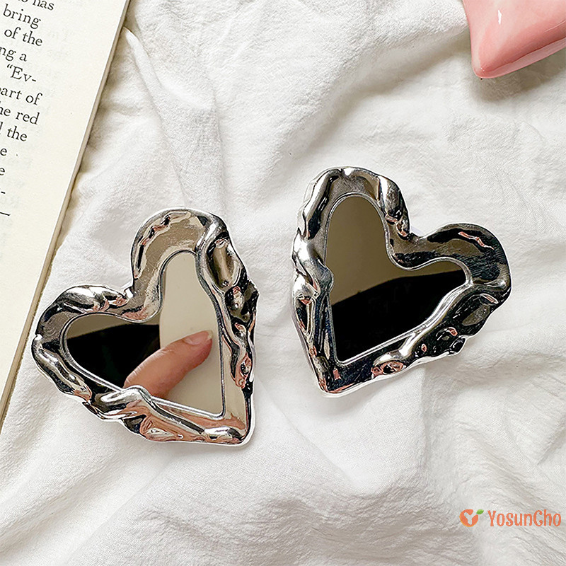 Yosunchoker] เกาหลี Silver Heart Grip Tok Mirror ที่วางนิ้วหรูหรา Griptok Mobile Stand โทรศัพท์มือถือรองรับอุปกรณ์เสริมสมาร์ทโฟนใหม่