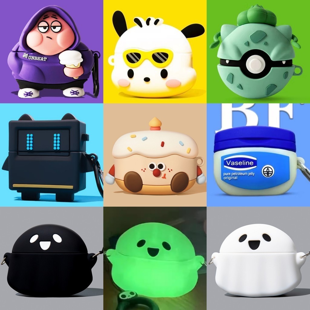 For Beats Solo Buds Case Cute Cake Ghost Silicone Soft Case Cartoon Robot Compatible with Beats Solo