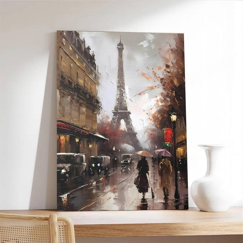 No เลี่ยมกรอบโรแมนติกปารีสในโปสเตอร์ศิลปะฝน: อีโวking Sentimental Moments Wall Art ภาพวาดผ้าใบภาพผนังสําหรับตกแต่งผนัง
