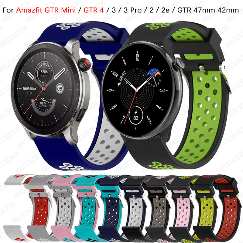 สายนาฬิกาซิลิโคนกีฬาสําหรับ Huami Amazfit GTR Mini / GTR 4 / 3 / 3 Pro / 2 / 2e / GTR 47 มม.42 มม.นาฬิกาสมาร์ทสร้อยข้อมือเปลี่ยนสายรัดข้อมือ