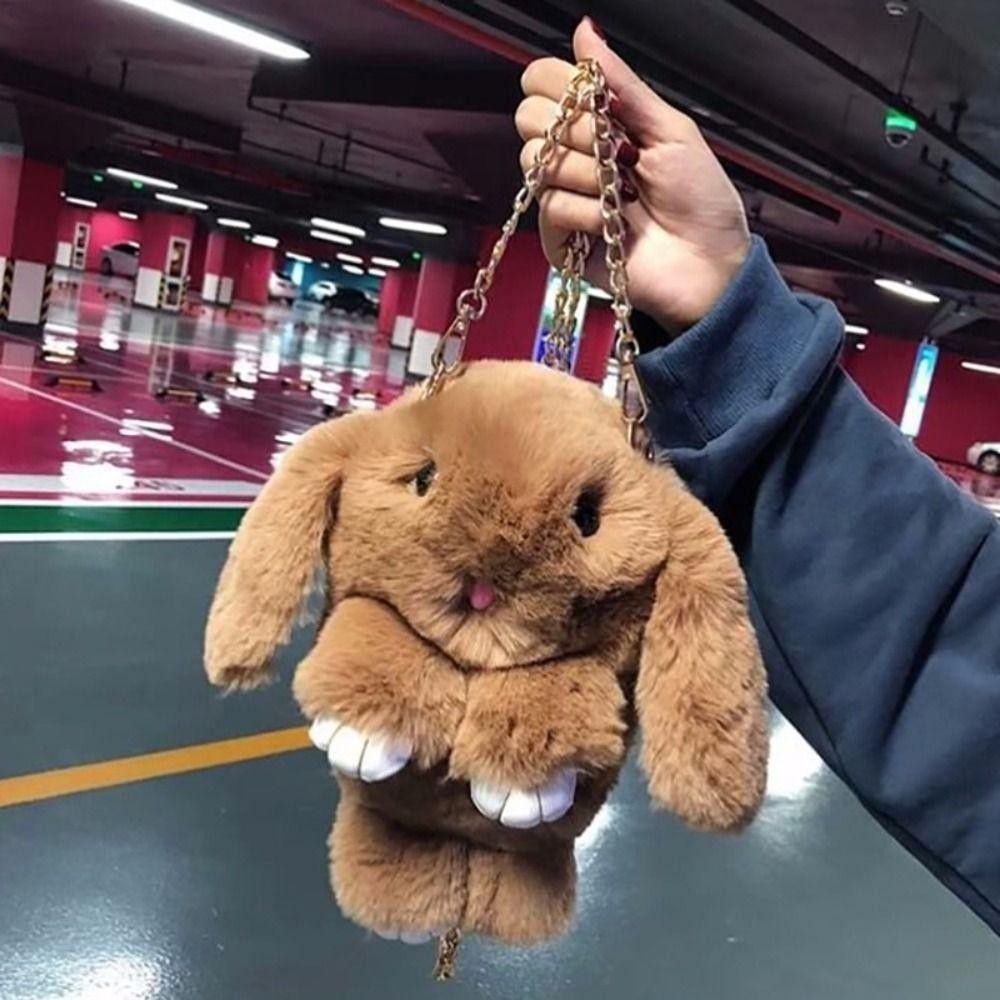 FAVOR กระเป๋าสะพายไหล่ข้างเดียว,ตุ๊กตากระต่ายสองกระเป๋าสะพาย,ของขวัญโซ่ข้ามหรูหรากระเป๋านักเรียนเด็ก - รูปที่ 7