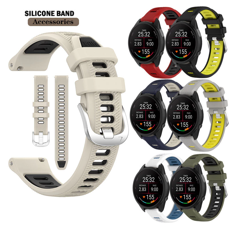 20 มม.22 มม.นาฬิกา Run สายซิลิโคนสําหรับ Garmin Forerunner 165 170 70 255 265 645 245 55 158 เพลง