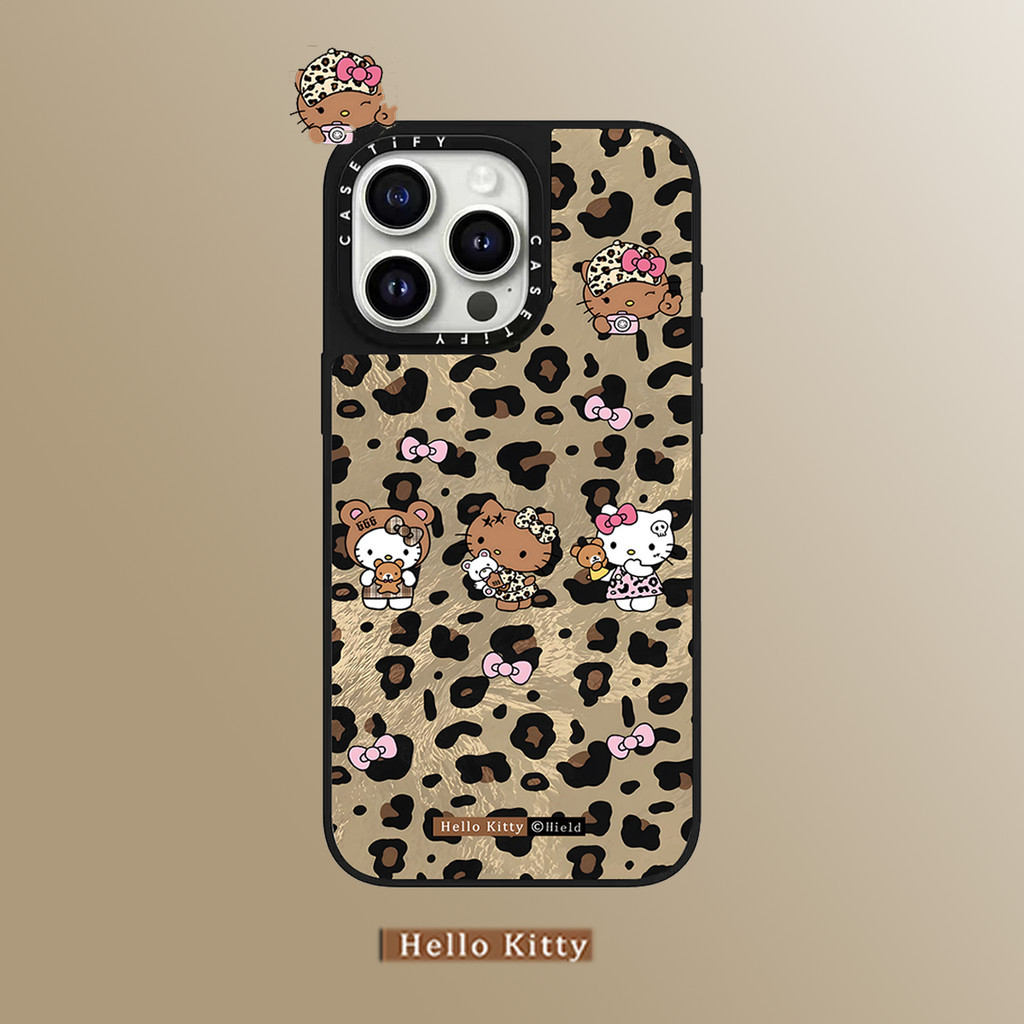 Ins พิมพ์เสือดาว Kitty กระจกเคสโทรศัพท์สําหรับ IPhone 15 ProMax 15Pro 15 14 13 12 11 Pro Max กรณีห่อกันกระแทก Matte frosted ด้านหลังปกแข็ง