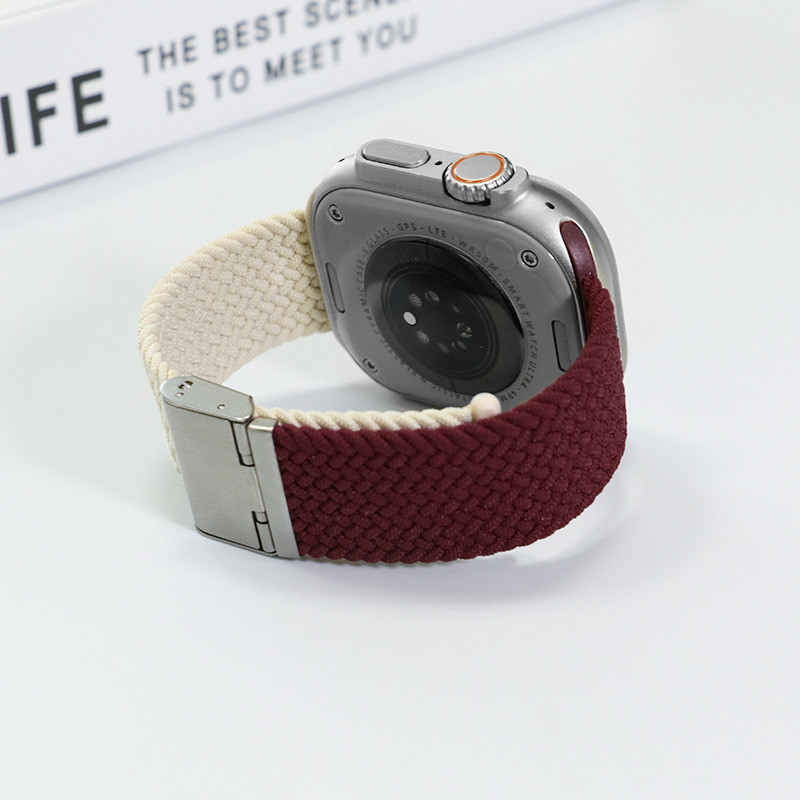 Braided Solo Loop สําหรับ iWatch band 42/46/44 มม. ultra2 49 มม.45 มม.38-42 มม. 40-41 มม.ไนลอนสายรัด iWatch series 10 9 8 se 6 7 5 4 3