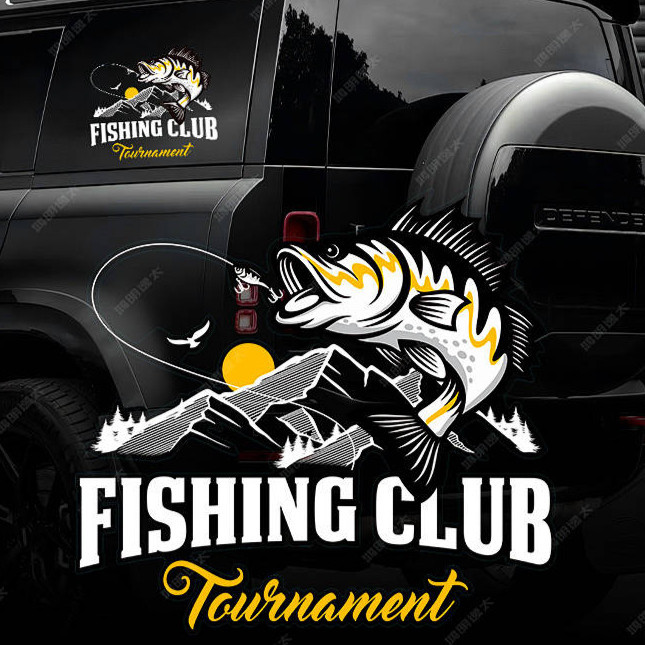 Fishing Bumper Stickers Car Side Rear Window Glass Paster Personalized Creative Fishing Box Stickers Lure Wild Fishing Waterproof Decorative Sticker New Car Stickers Car exterior decoration