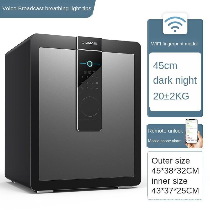 【In stock】Direct delivery of Onais fingerprint password 45cm safe box home WIFI remote alarm office 
