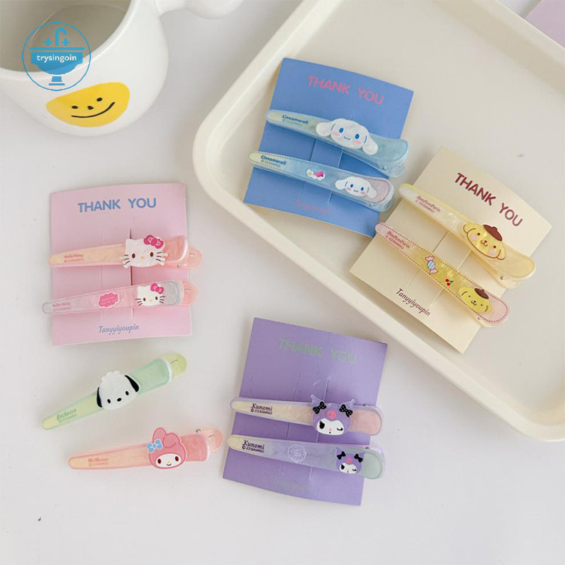 [trysingoin] 2 ชิ้นน่ารัก Sanrio Hello Kitty Melody Kuromi กิ๊บติดผมการ์ตูนอะนิเมะ Hairpin ด้านข้าง Bangs คลิปสําหรับสาว Headwear อุปกรณ์เสริมผม TH