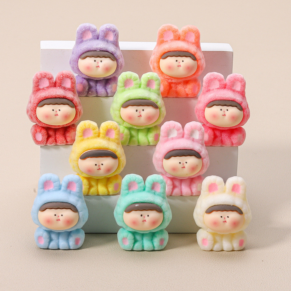 10 ชิ้นกํามะหยี่ 3D Bunny เรซิ่น Charms สําหรับ DIY (4-338)