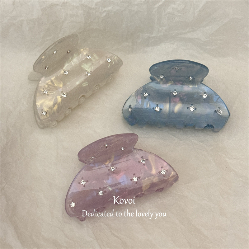 Kovoi/stars Diamond Ingot Texture Medium Grab Clip Female Half Grab Hair Shark Clip Classy Hair Grab High Ponytail Fixed Hairpin