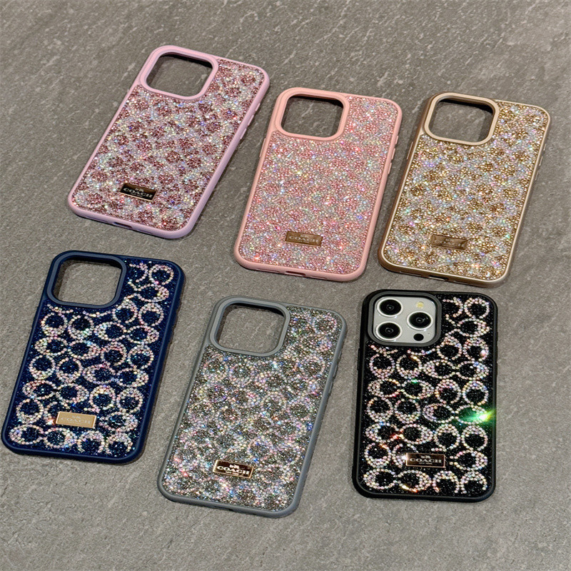 แบรนด์แฟชั่นหรูหราแฟลชเพชรโลโก้เคสโทรศัพท์สําหรับ ไอโฟน 16 13 14 15 มือโปร สูงสุด เงาสีสันแฟชั่น พลอยเทียม ปลอก ทีพียู กันกระแทกป้องกันปกหลัง