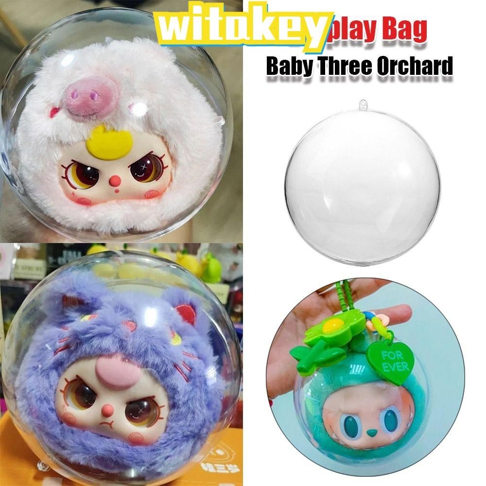 Witakey Doll Outdoor Bag, Pop Mart Labubu Baby Three Orchard Doll Display Box, Acrylic Dust Storage