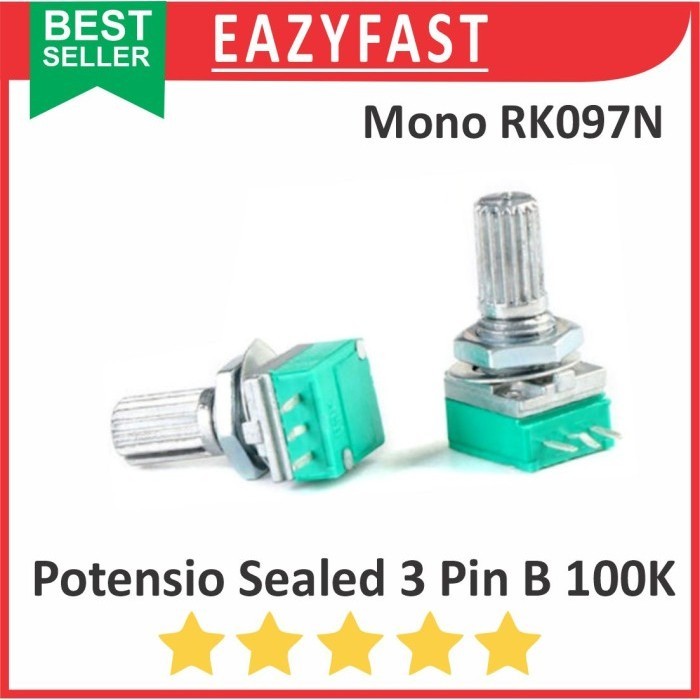 HIJAU ปิดผนึก Potentiometer B100K 100K B 100 K โอห์ม 3P 3 P Pin Mono ขา Potentiometer ปริมาณเสียงสีเ