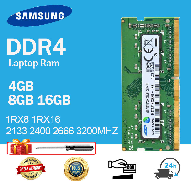 Samsung DDR4 RAM 2133mhZ 4GB 8GB 16GB RAM 2400mhz 2666Mhz 1Rx8 1Rx16 โน้ตบุ๊คแล็ปท็อปหน่วยความจํา SO