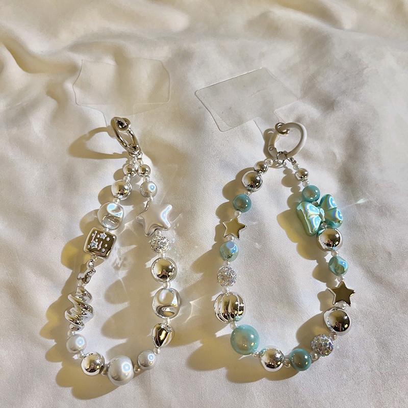 อุปกรณ์เสริมโทรศัพท์มือถือ อิน หวานเย็นสามมิติดาวโบว์สร้อยข้อมือลูกปัดเคสโทรศัพท์พวงกุญแจแบบพกพาป้องกันการสูญหายโซ่แขวนแบบพก - รูปที่ 6