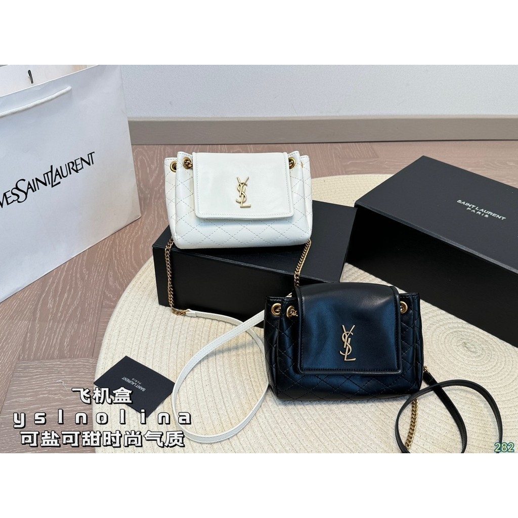 DY พร้อมกล่องysl Monogram Nolita Chain Crossbody Bag Womens Fashion Casual Shoulder Bag