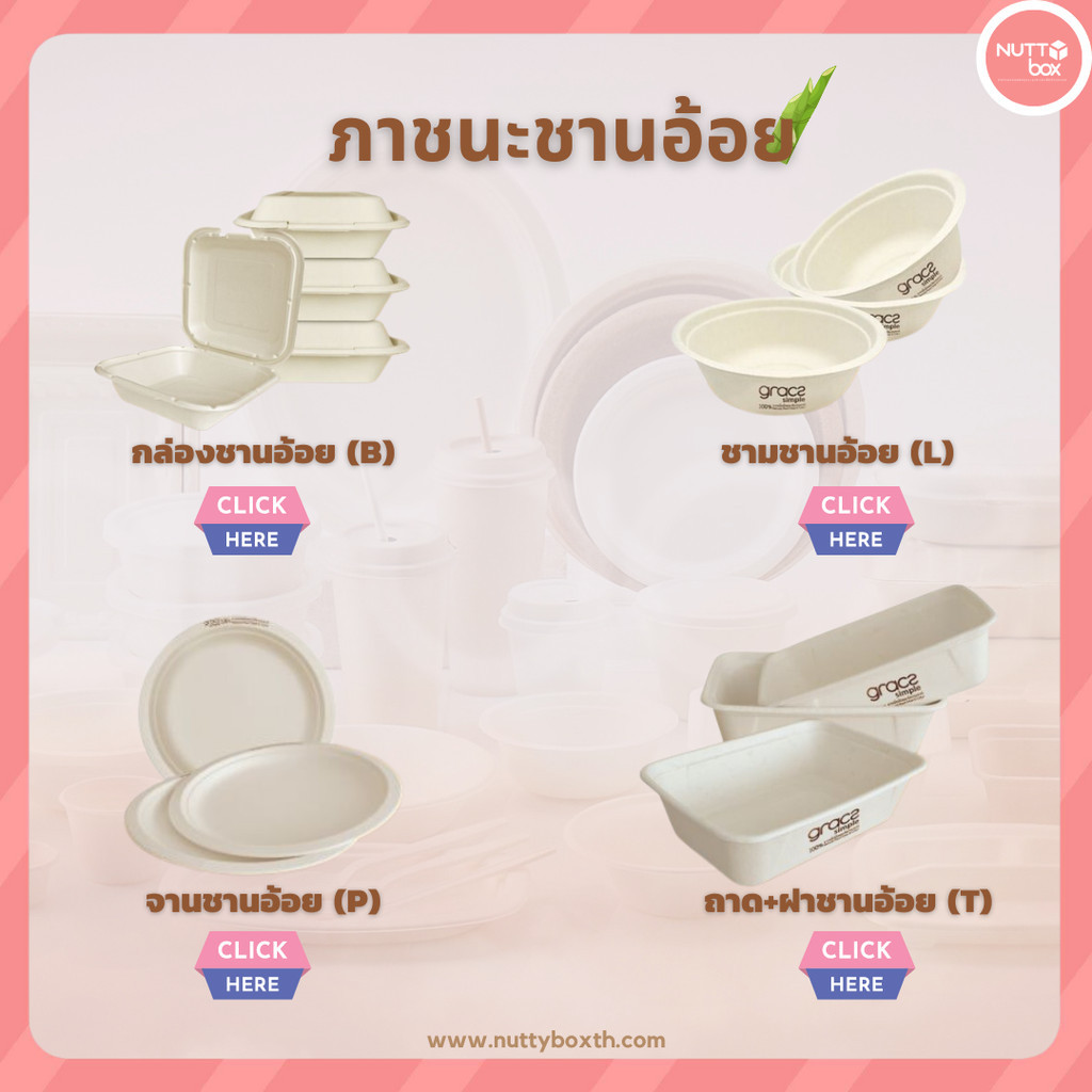 กล่อง จาน ชาม ถาด ชานอ้อย ตรา Grace Simple รักโลก