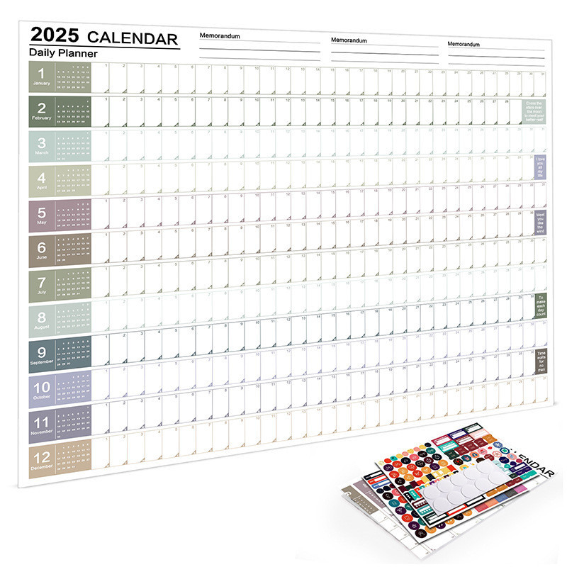2025 ปฏิทิน Planner แผ่นปฏิทินผนังขนาดใหญ่ Kawaii To Do List Yearly Planner Target List Schedule Org