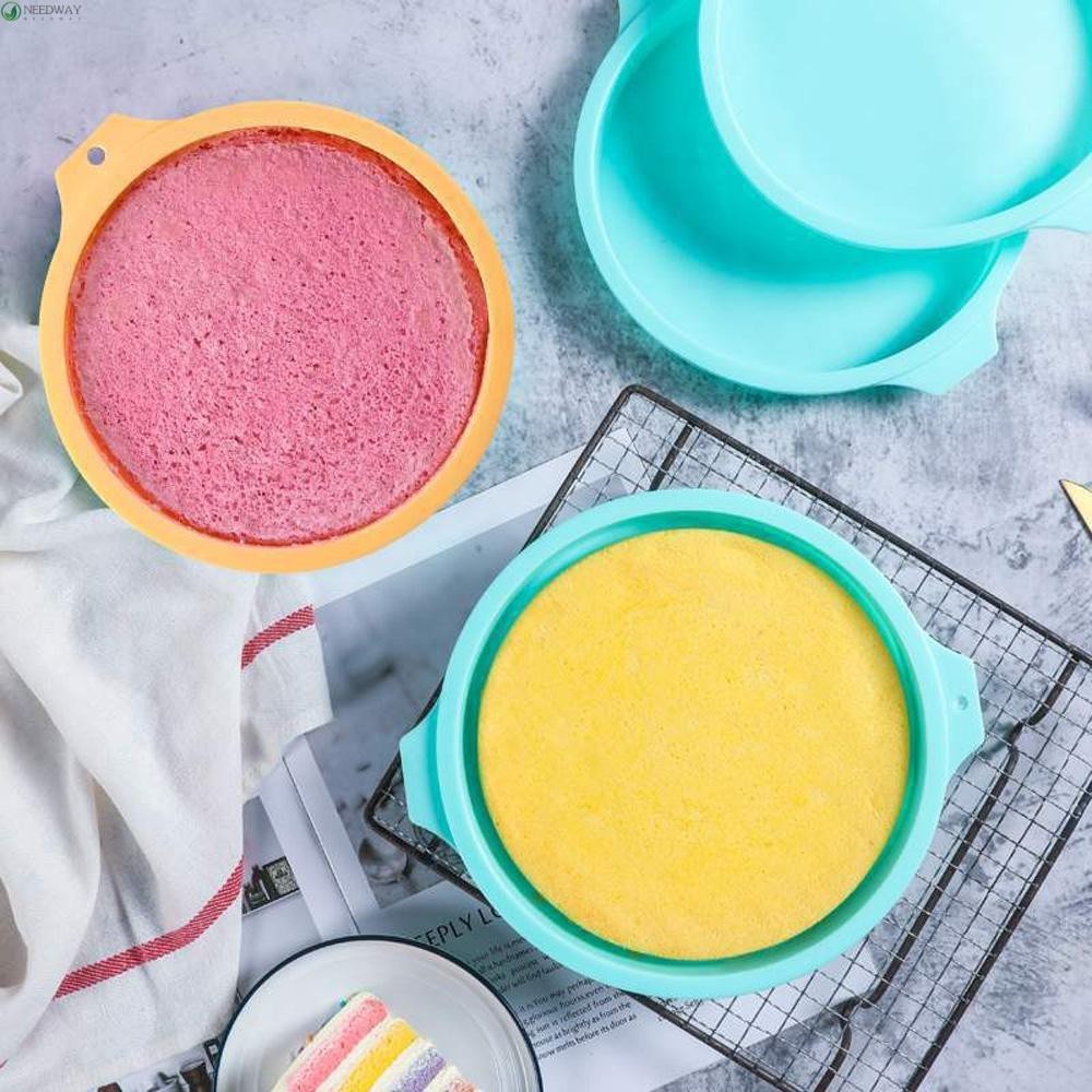 NEEDWAY Round Pizza Mould Layered Baking Pan Rainbow Cake Mold Bakeware Tray Fondant Silicone Non-Stick Desserts Baking Tool