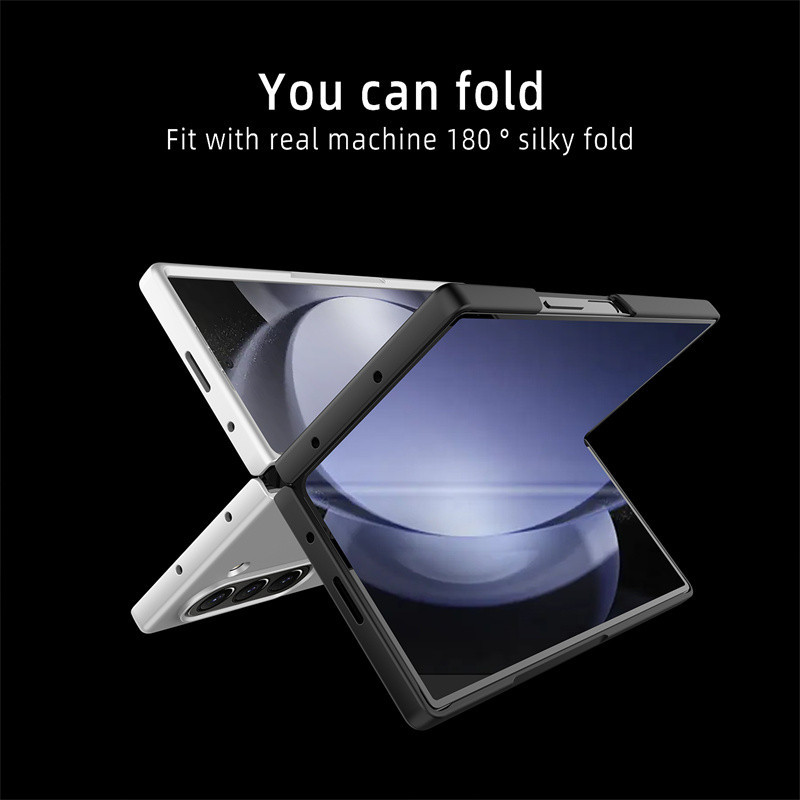 Slim Skin Feel Oil Spray Folding Case Samsung Galaxy Z Fold 6 Z Fold 5 Z Fold 4 Ultra Thin Casing Solid Color กันกระแทกฝาหลัง Fold6 Fold5