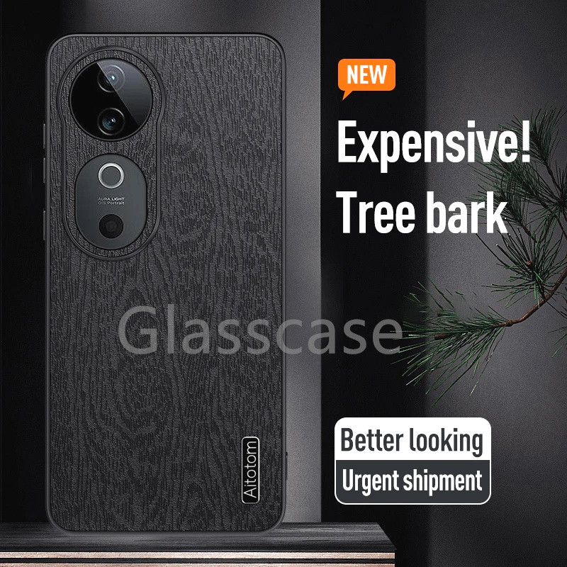 สําหรับvivo V40 V50 V 40 V 50 lite pro V40pro V40lite VivoV50 VivoV40pro VivoV40lite Tree Barkหนังเคสโทรศัพท์ผู้ถือเลนส์ป้องกันกันกระแทกปกหลัง