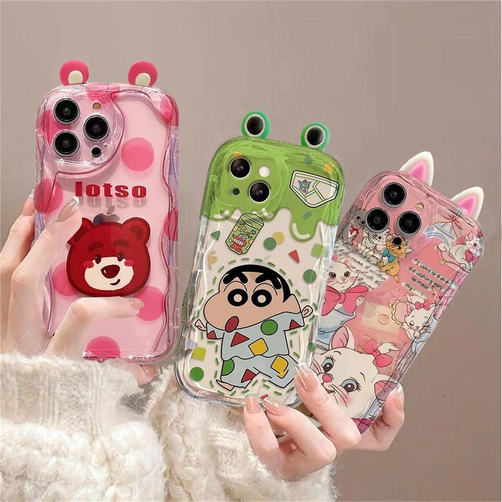 3d หู Mary Cat ดินสอสี Shin-chansLotso สําหรับ Redmi หมายเหตุ 13 Pro Pro + 13Pro 4G 5G 2024 A3 A1 A2 Plus 9T POCO F3 K40 การ์ตูน Soft Clear เคสโทรศัพท์