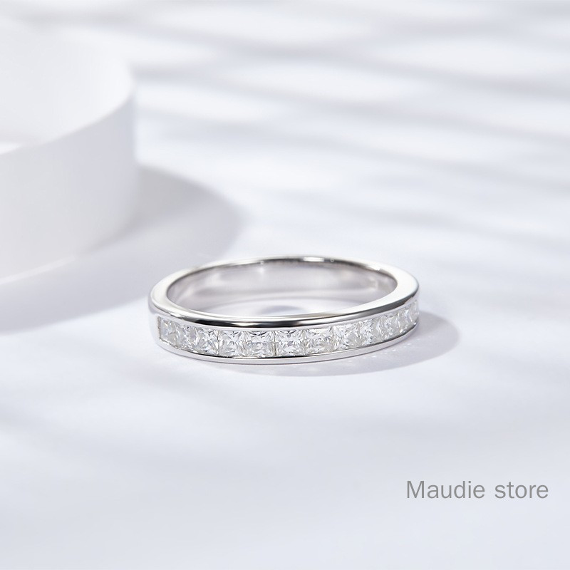 เจ้าหญิงตัดเต็มจริง มอยซาไนต์ เพชรผู้หญิงแหวนทั้งหมดสามารถผ่านการทดสอบเพชรครึ่งนิรันดร์ ส925 มอยซาไนต์ แหวน