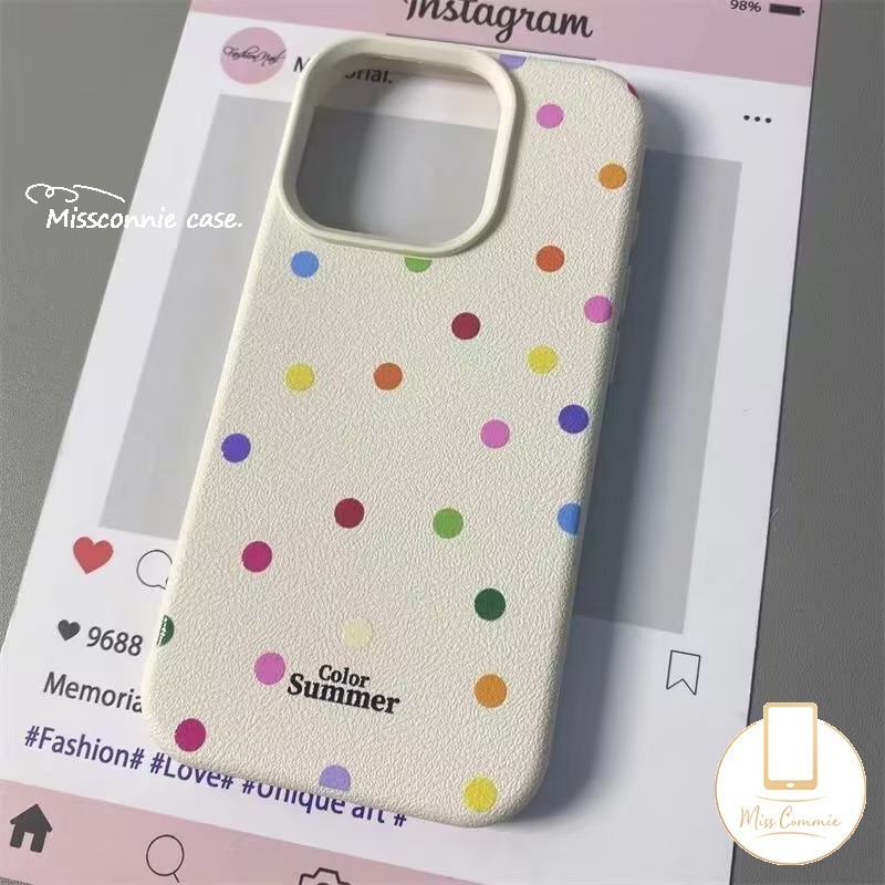 Doodle น่ารักสี Wave Point สร้อยข้อมือสําหรับ IPhone 16 13 15 11 14 12 Pro Max 16 14 15 Plus XR X XS Max แฟชั่นสร้างสรรค์หรูหราผิวรู้สึกหนังเนื้อนุ่มกรณี