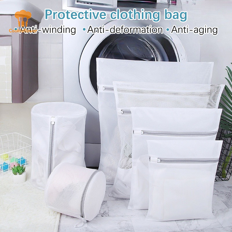 CKFR 1PC สีขาวขนาดใหญ่ซักผ้าถุงซักผ้าตาข่าย Organizer สุทธิสกปรก Bra ถุงเท้ารองเท้า Storag เครื่องซักผ้าเสื้อผ้าใหม่