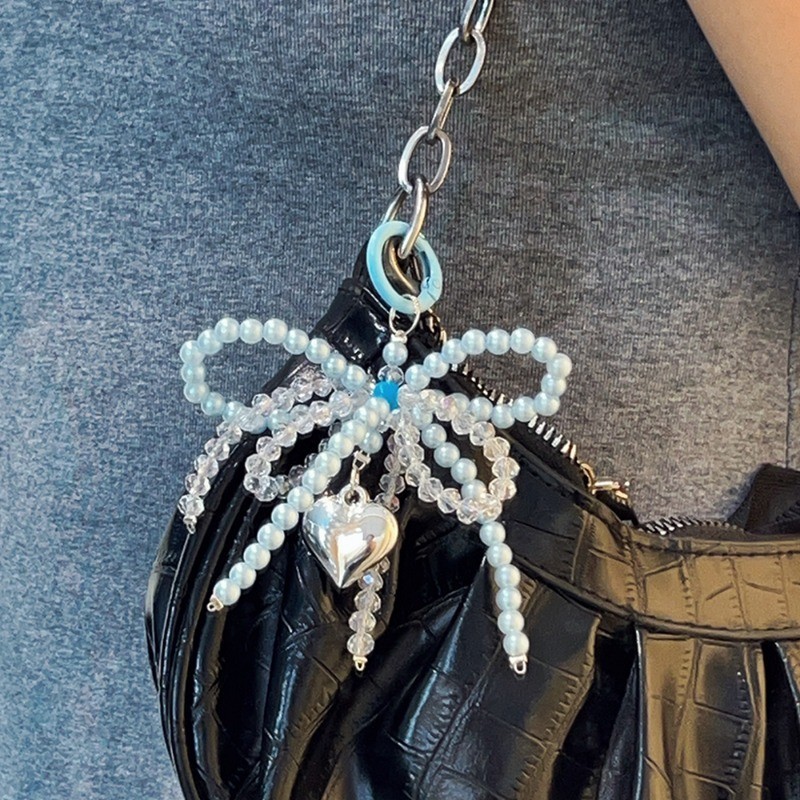 พวงกุญแจคริสตัลมุก-ผู้หญิงโทรศัพท์เชือกเส้นเล็กเครื่องประดับ-ผู้ถือกุญแจรูปโบว์คู่-เกาหลีสไตล์ อิน หวานประณีต- 3ง รักจี้หัวใจ - รูปที่ 2