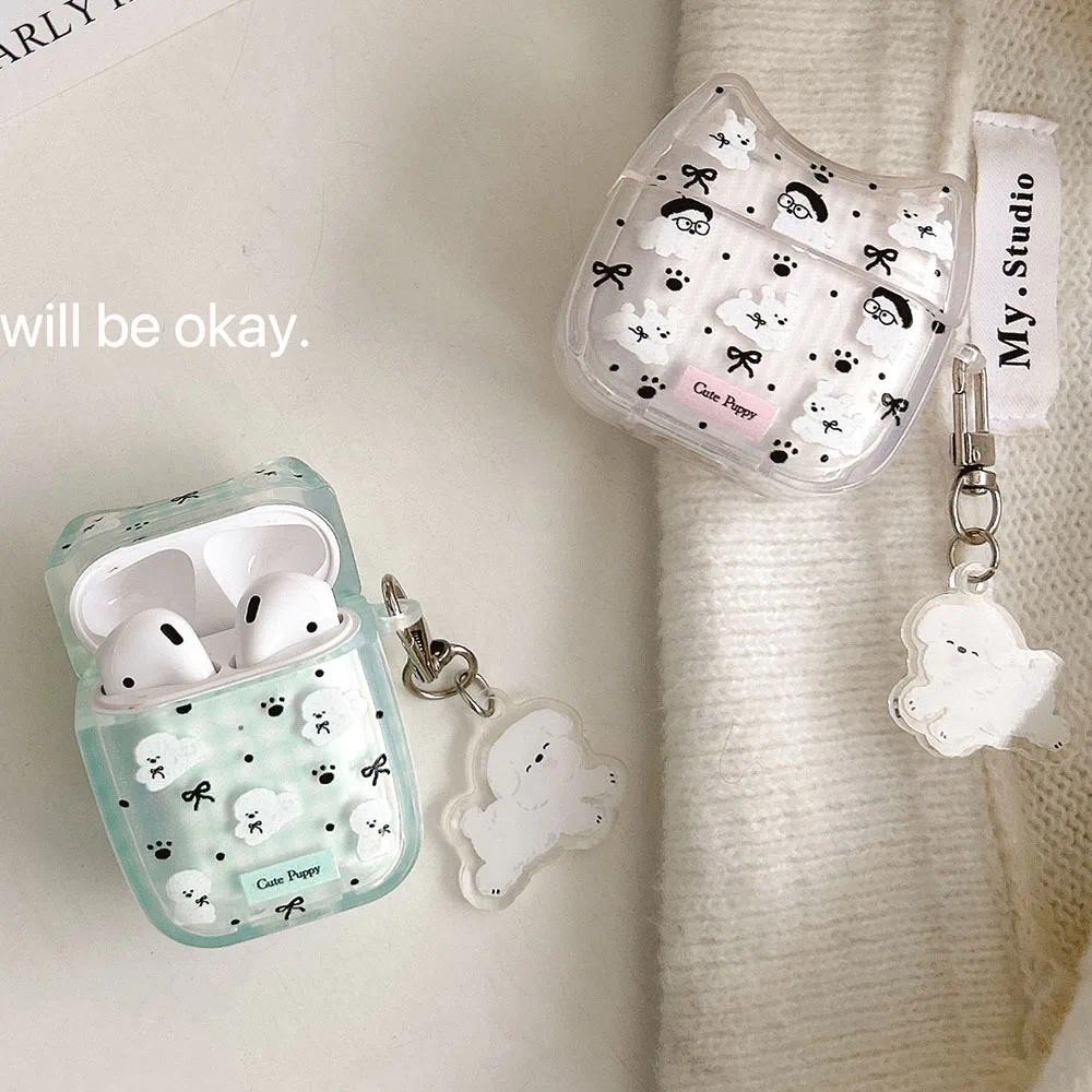 สุนัขน่ารักการ์ตูน Lattice Dots ชุดหูฟังสําหรับ Airpods 4 Pro 1 2 3 ฝาครอบป้องกันไร้สายบลูทูธสําหรับ Airpod Pro2nd Fundas