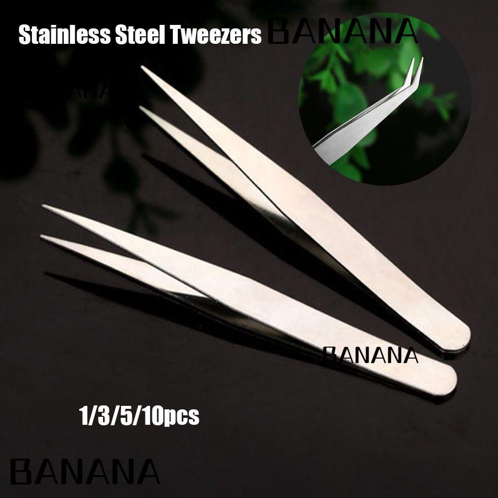 Banana1 1/3/5/10 ชิ้นแหนบสแตนเลส Electronics อุตสาหกรรม Silver Tone ตรงข้อศอกคีมเครื่องมือ
