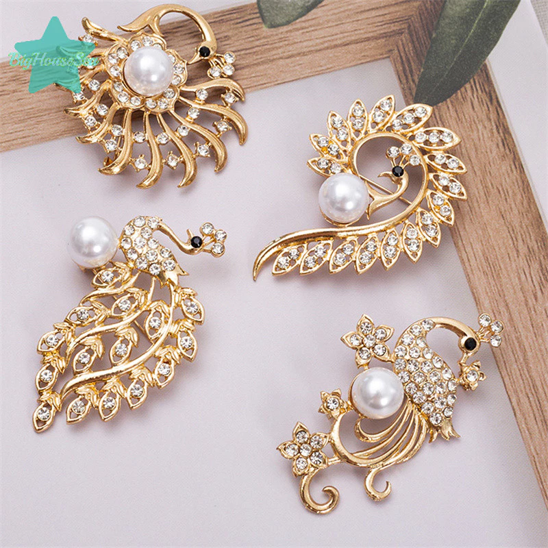 เข็มกลัดนกยูงคริสตัล Rhinestone งานละเอียด แฟชั่น thumbnail 4