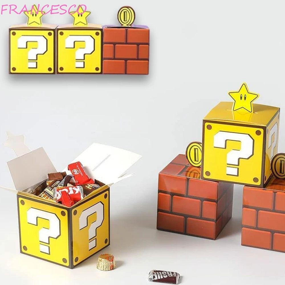 Francesco 5 ชิ้น Super Mario Candy กล่อง,การ์ตูนเกมธีมของขวัญกล่อง,ของขวัญอุปกรณ์ตกแต่งเหรียญทอง Pro