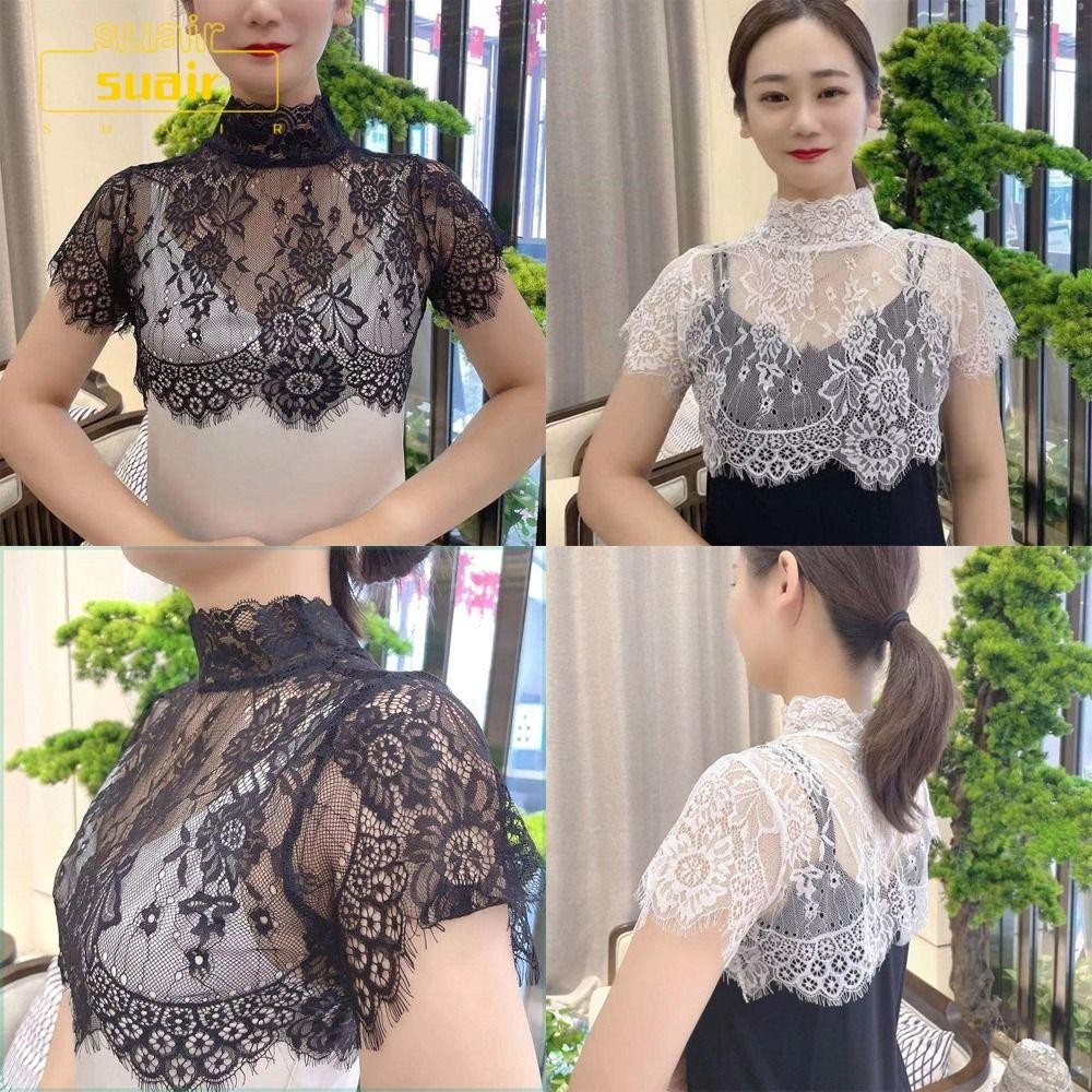 ซูร์ ปลอกคอเท็จ,อุปกรณ์เสื้อผ้าผ้าพันคอผ้าคลุมไหล่ตกแต่งเสื้อปกปลอม,เสื้อเท็จปกแฟชั่นปักลูกไม้ตกแต่งเสื้อผ้าคลุมไหล่ผู้หญิงเลดี้