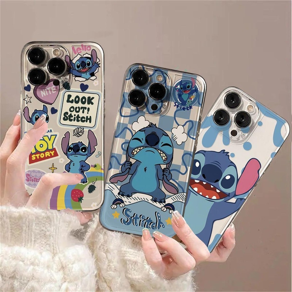 น่ารัก Disney Stitch สําหรับ iPhone 15 14 Plus 13 11 Pro Max XR XSMAX การ์ตูนคู่ Angel Eyes เคสโทรศัพท์ใส