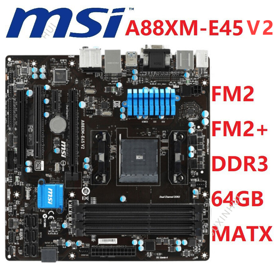 ใช้ MSI A88XM-E45 V2 เมนบอร์ดเดสก์ท็อป AMD A88X ซ็อกเก็ต FM2/FM2 + DDR3 64GB MATX ใช้ Mianboard