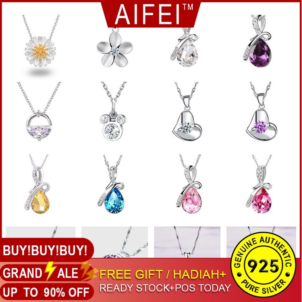 AIFEI 50การออกแบบอิตาลีเงินของแท้925สร้อยคอสำหรับผู้หญิงแฟชั่นจี้อุปกรณ์เครื่องประดับเกาหลี XL003
